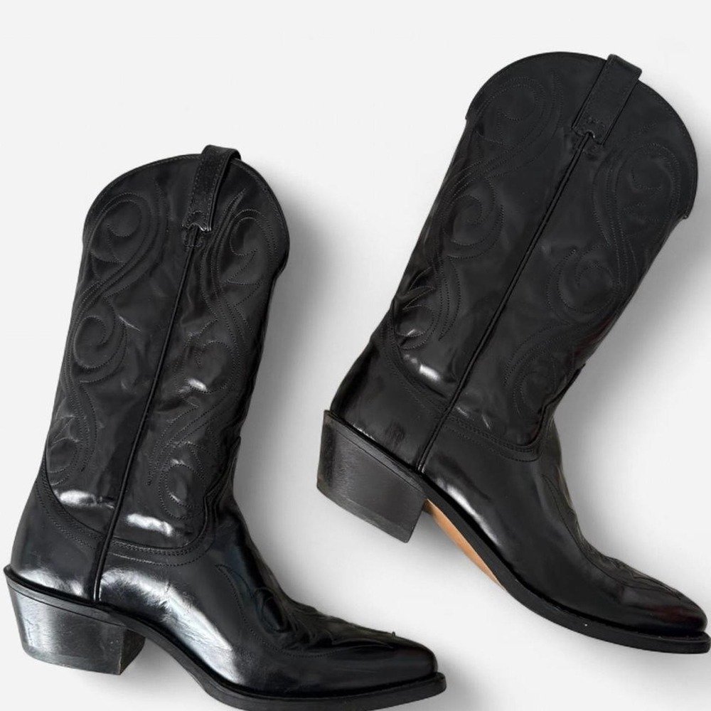 Black Leather Vintage Acme Cowboy Boots